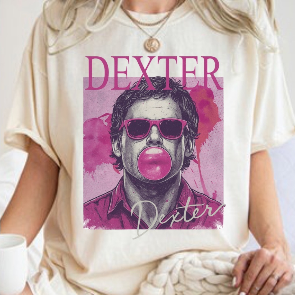 Dexter Cream Tee with Pink Graphic